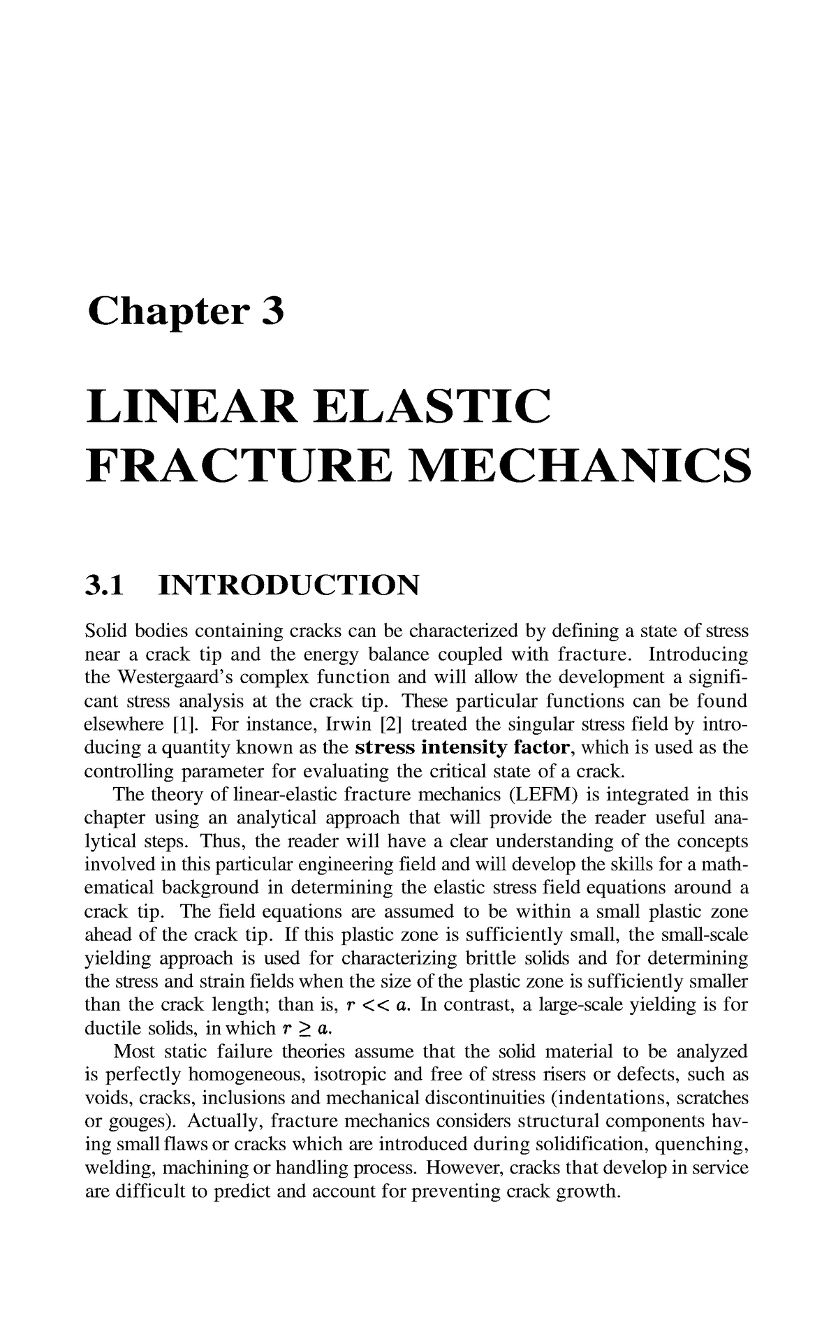 Linear Elastic Fracture Mechanics - Chapter 3 LINEAR ELASTIC FRACTURE ...