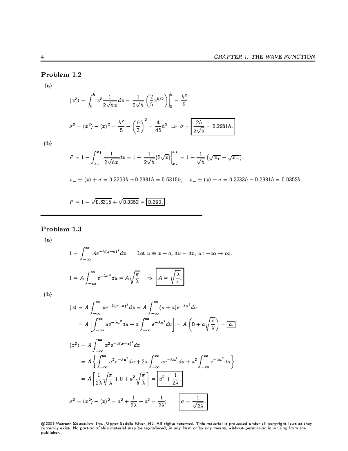 1 - ... - 4 CHAPTER 1. THE WAVE FUNCTION Problem 1. (a) x 2 = ∫ h 0 x 2 ...