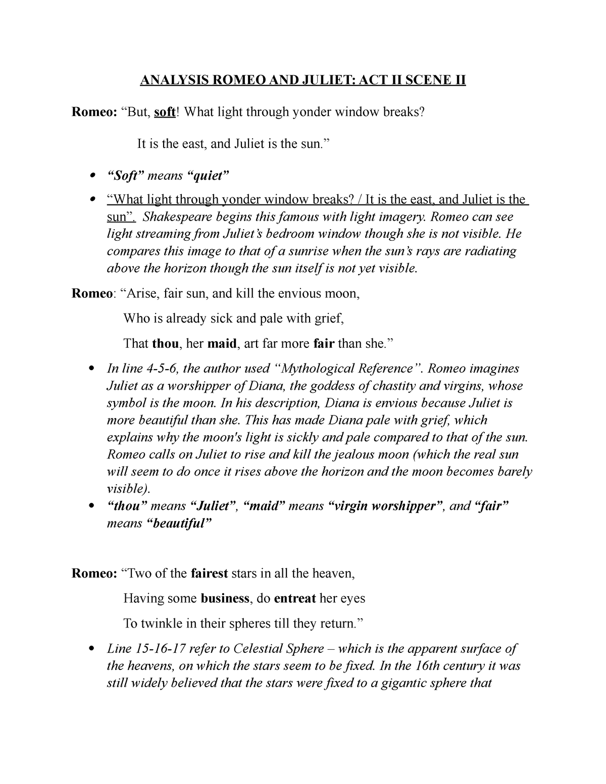 romeo and juliet act 2 scene 2 analysis essay