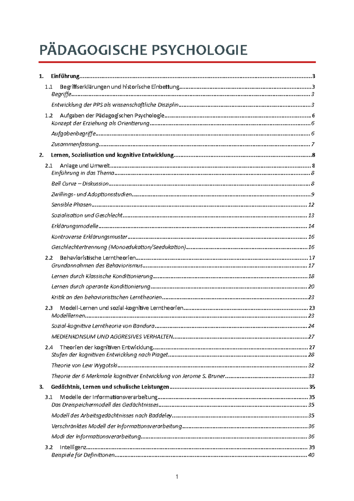 Zusammenfassung PAÌ Dagogische Psychologie - PÄDAGOGISCHE PSYCHOLOGIE 1 ...