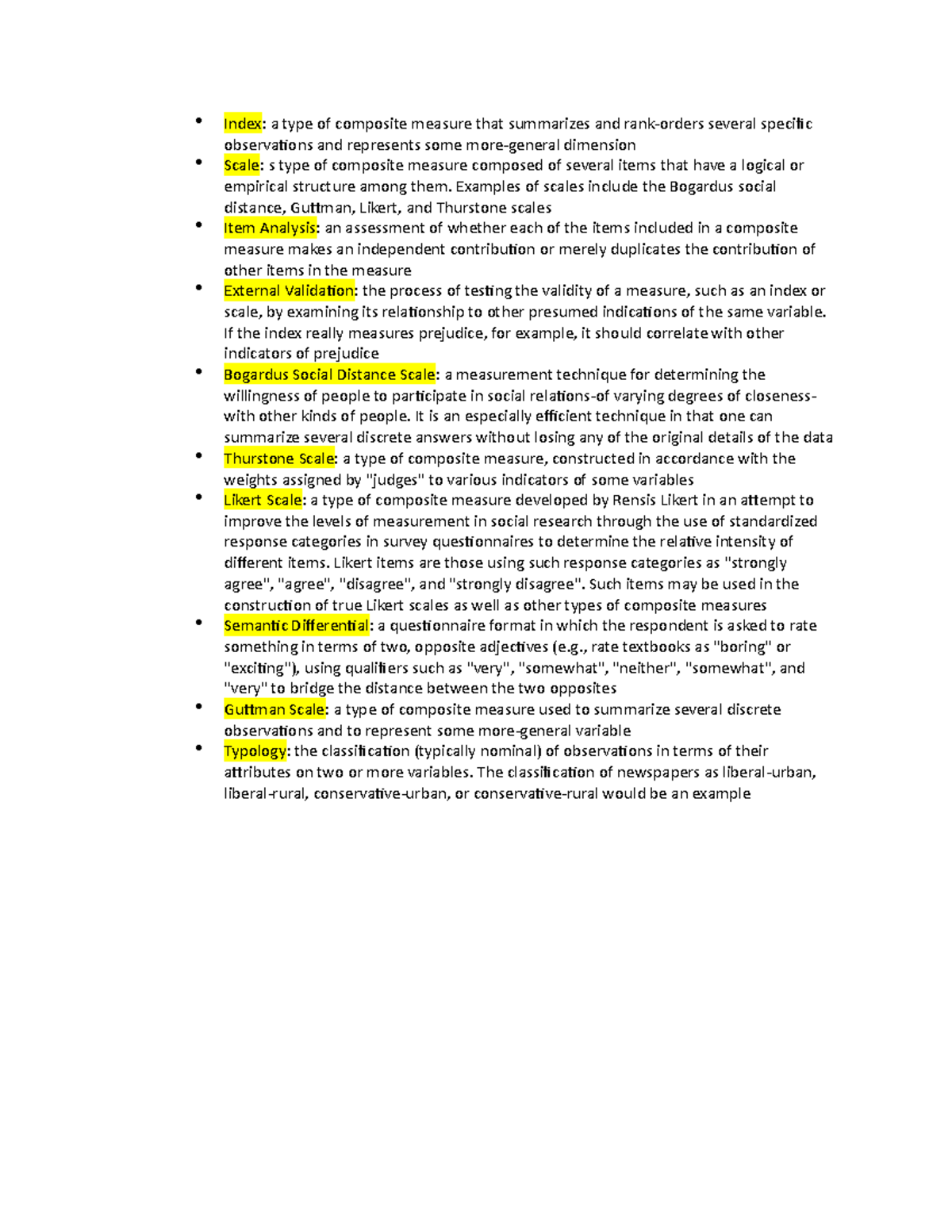 Ch. 6 Vocab Index a type of composite measure that summarizes and