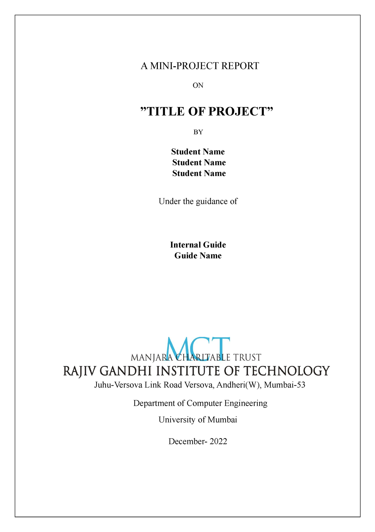 SE-Mini project Report Format - A MINI-PROJECT REPORT ON ”TITLE OF ...