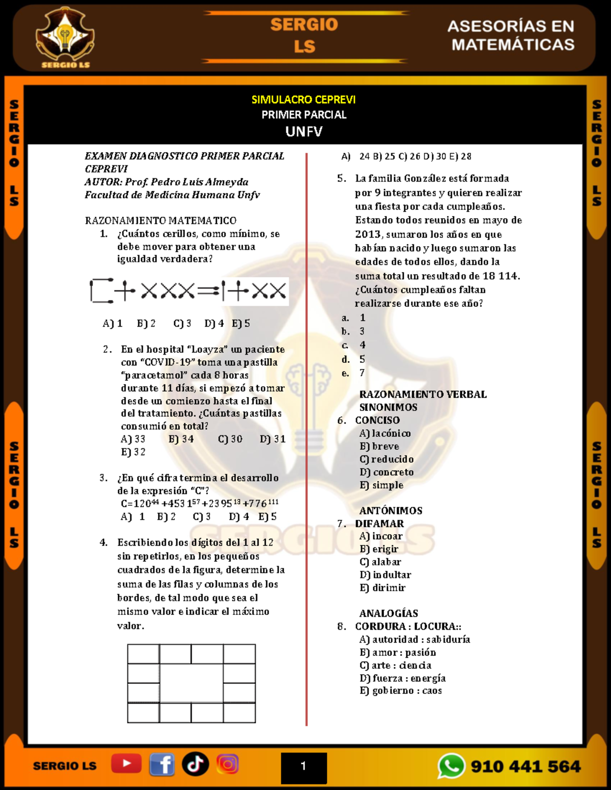 Simulacro Primer Parcial Ceprevi - PRIMER PARCIAL UNFV EXAMEN ...