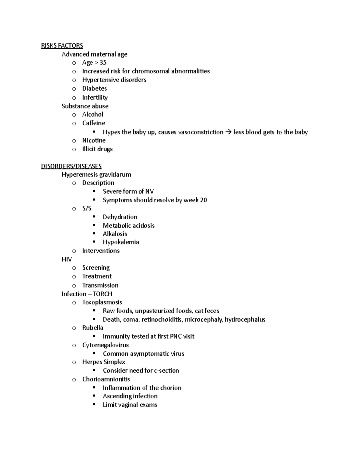 High risk pregnancies - NURS472 Fall 2020 - RISKS FACTORS Advanced ...