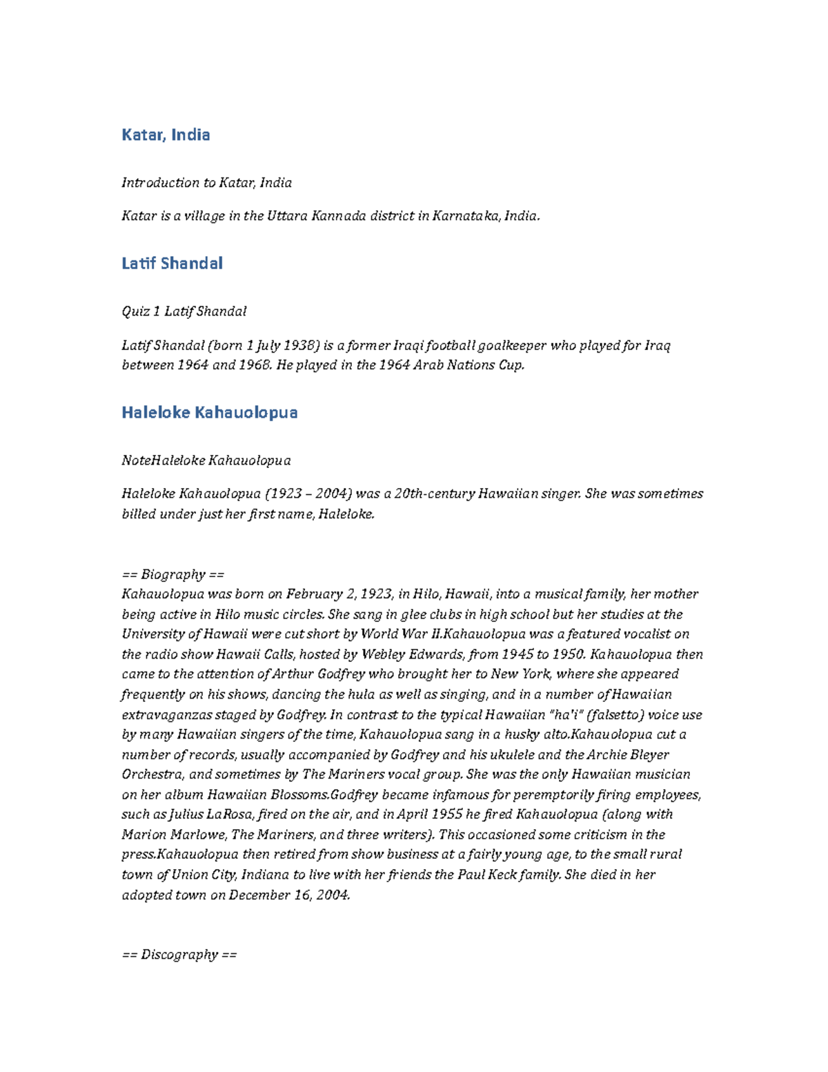 HIST123 Notes Katar, India - Katar, India Introduction to Katar, India ...