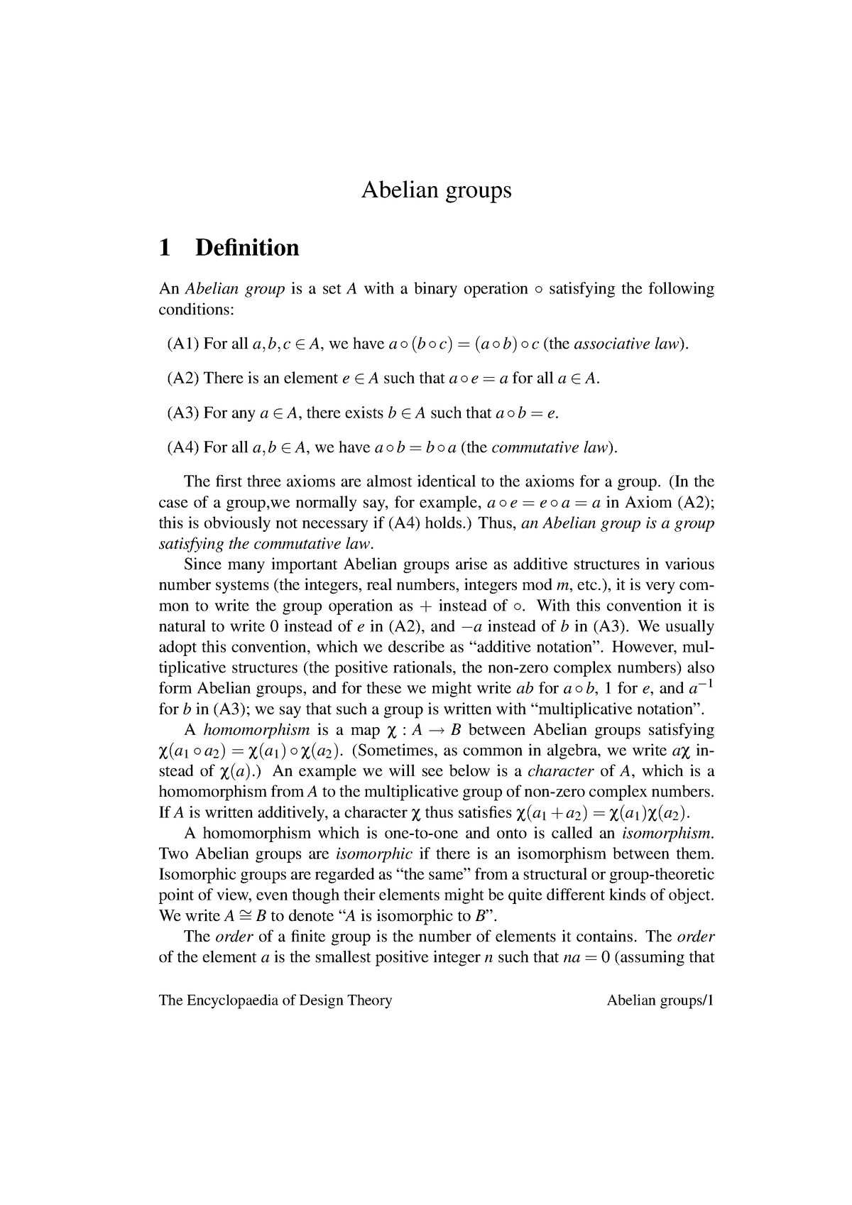 Abelian - Great - Abelian Groups 1 Definition An Abelian Group Is A Set ...