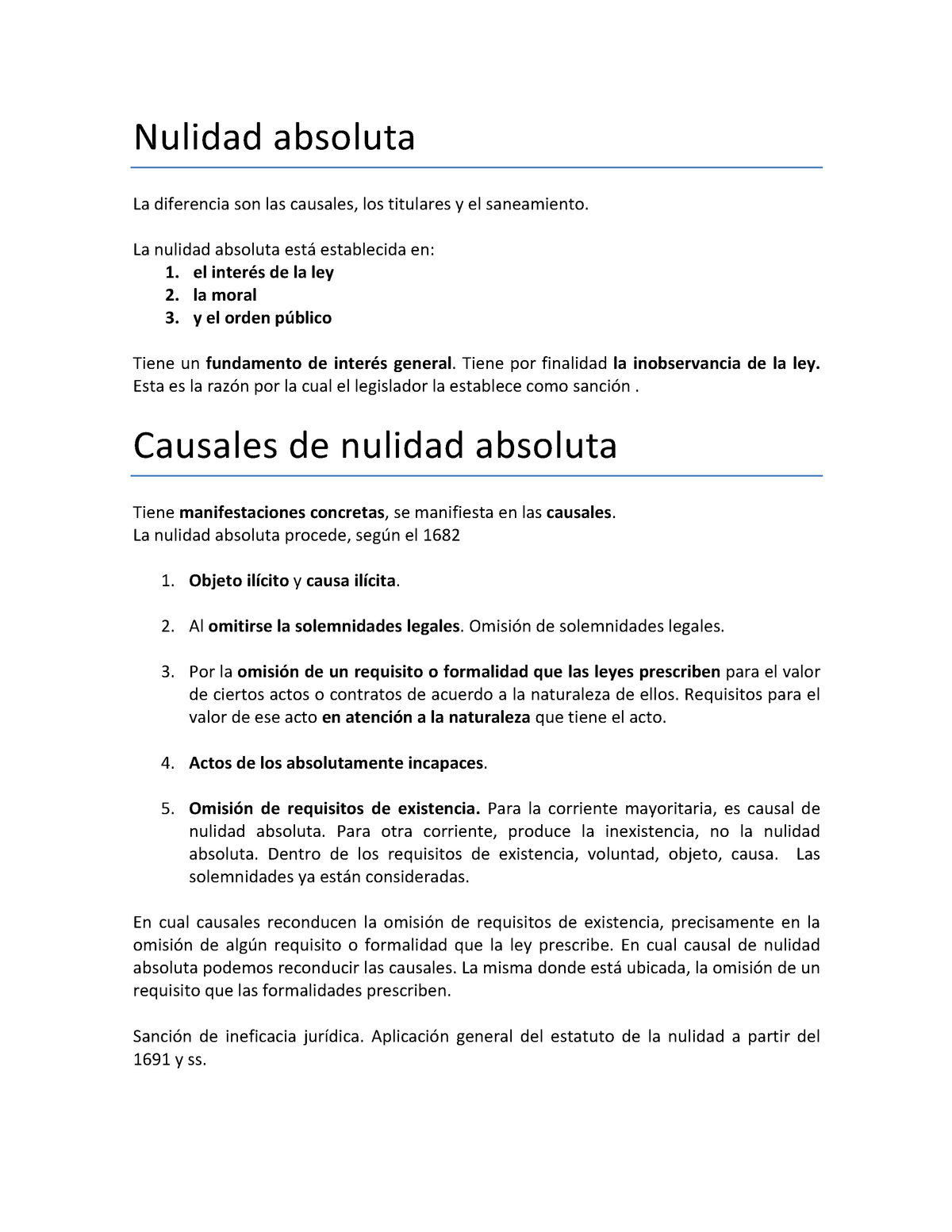 Nulidad Absoluta Nulidad Absoluta La Diferencia Son Las Causales Los