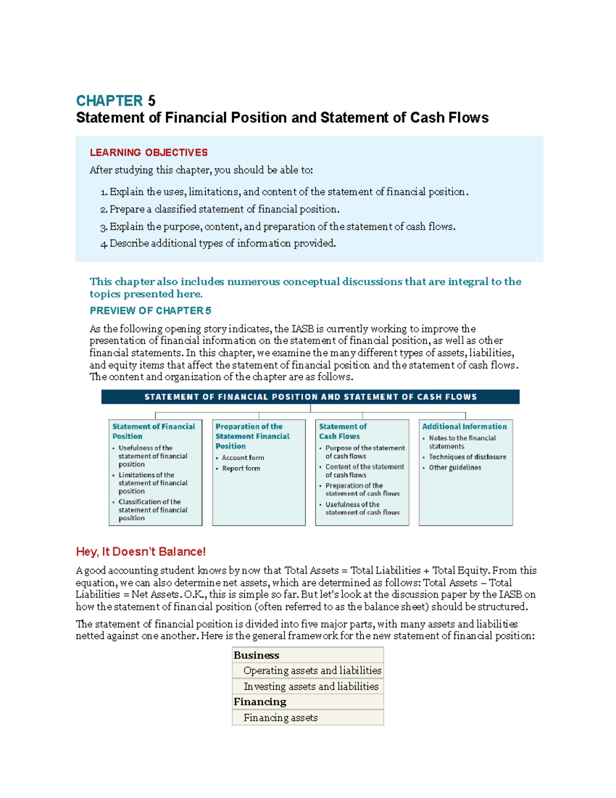 Ch05 Statement Of Financial Position And Statement Of Cash Flows Chapter 5 Statement Of 2229