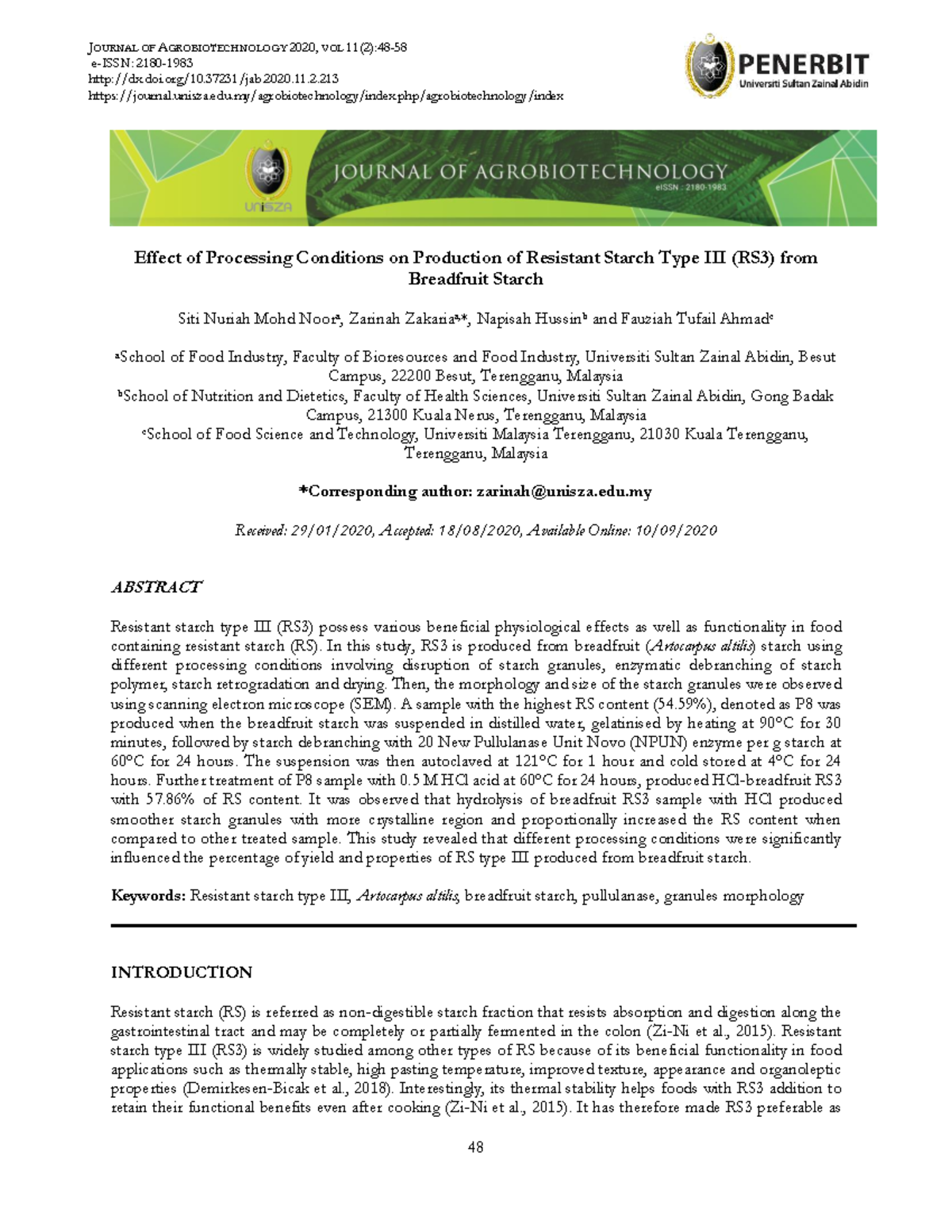 The Effect of Processing Conditions on P - Effect of Processing ...