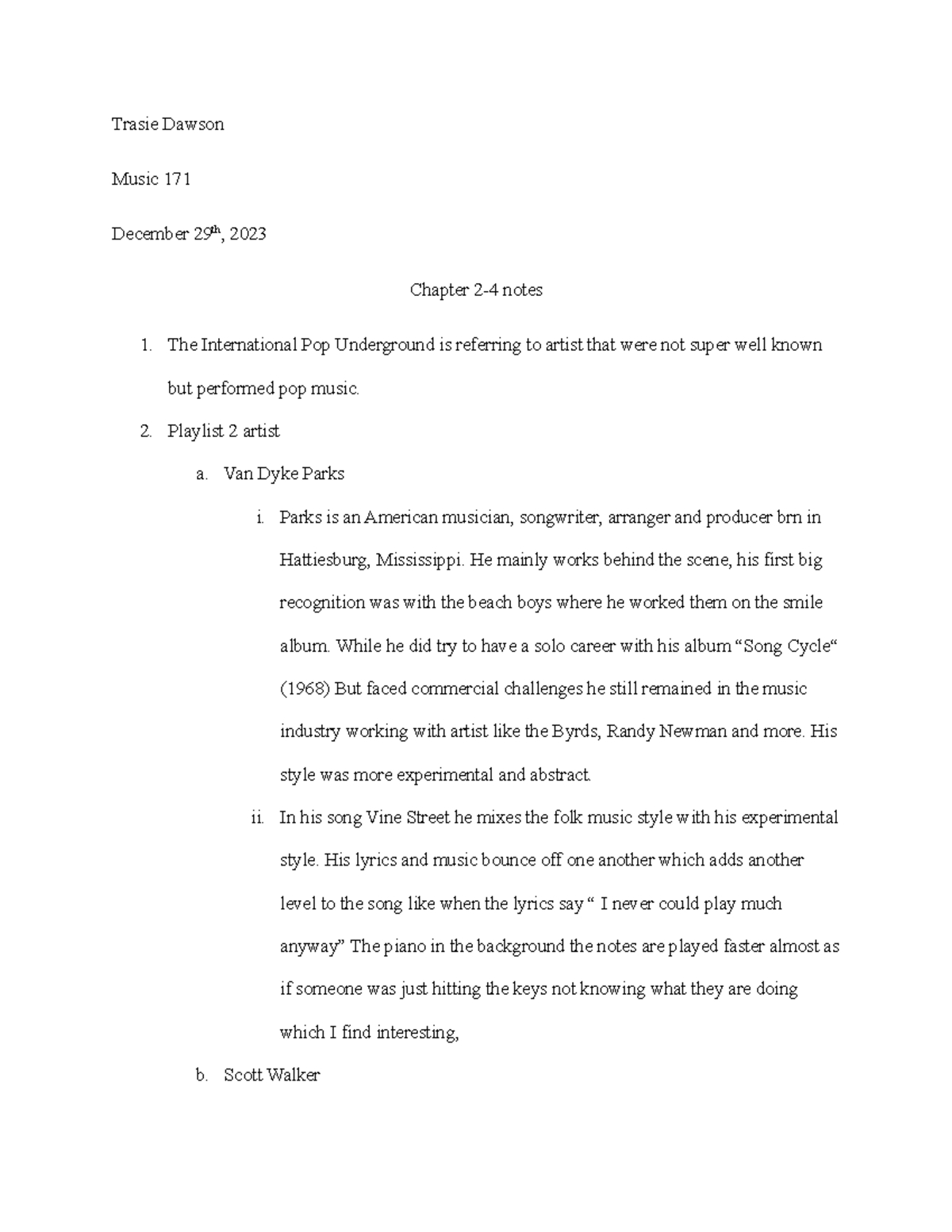 Chapter 2-4 notes - Trasie Dawson Music 171 December 29th, 2023 Chapter ...