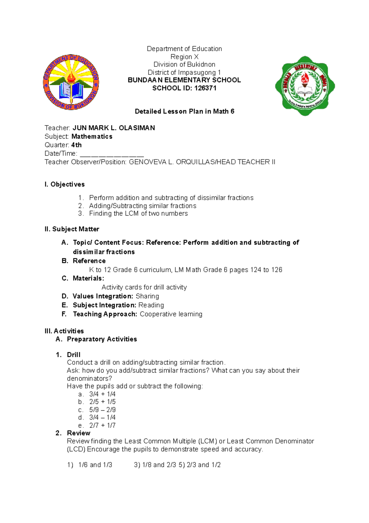COT-MATH-6 - TO HELP MY STUDIES - Department of Education Region X ...