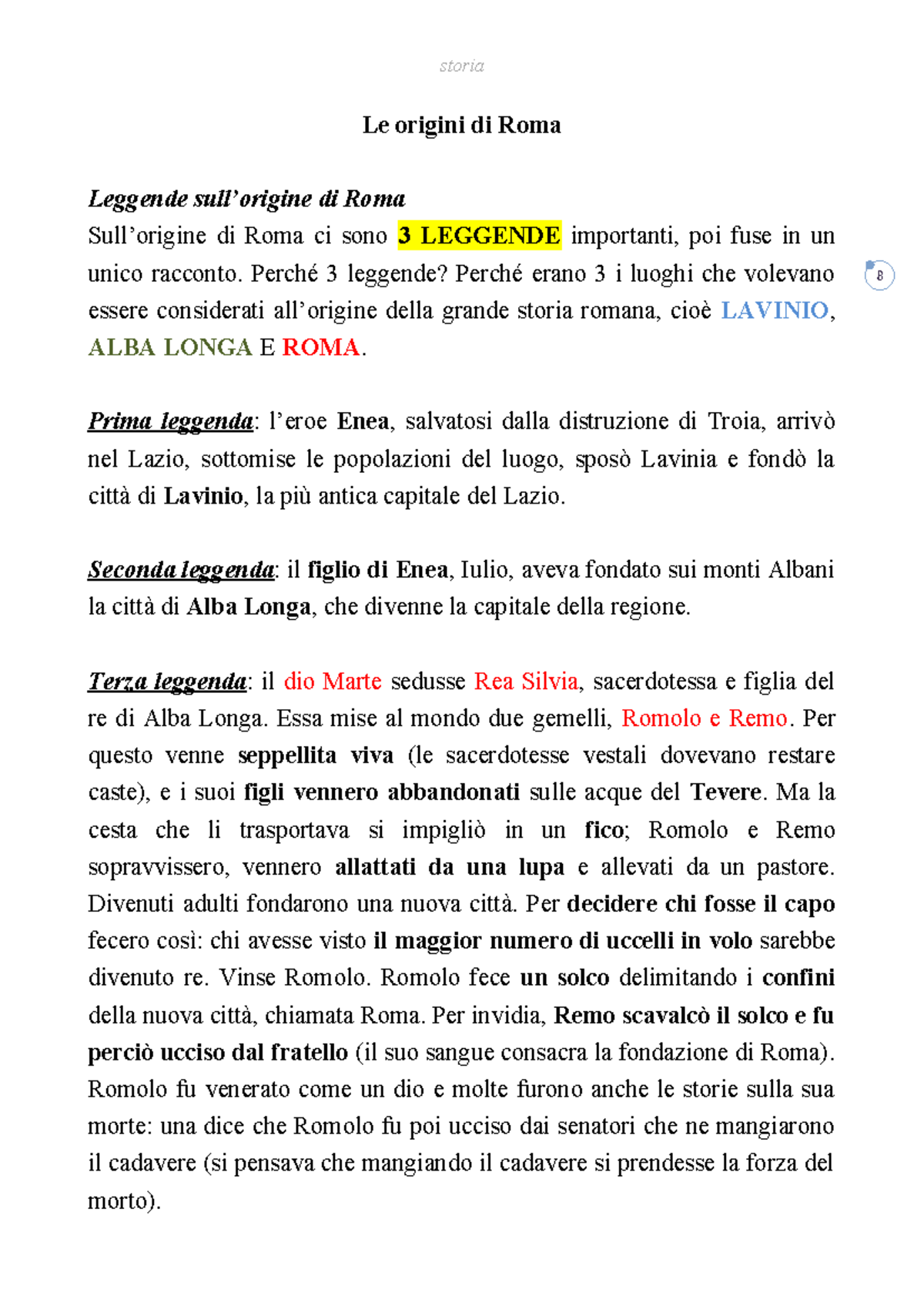 03 Le origini di Roma - 8 Le origini di Roma Leggende sull’origine di ...