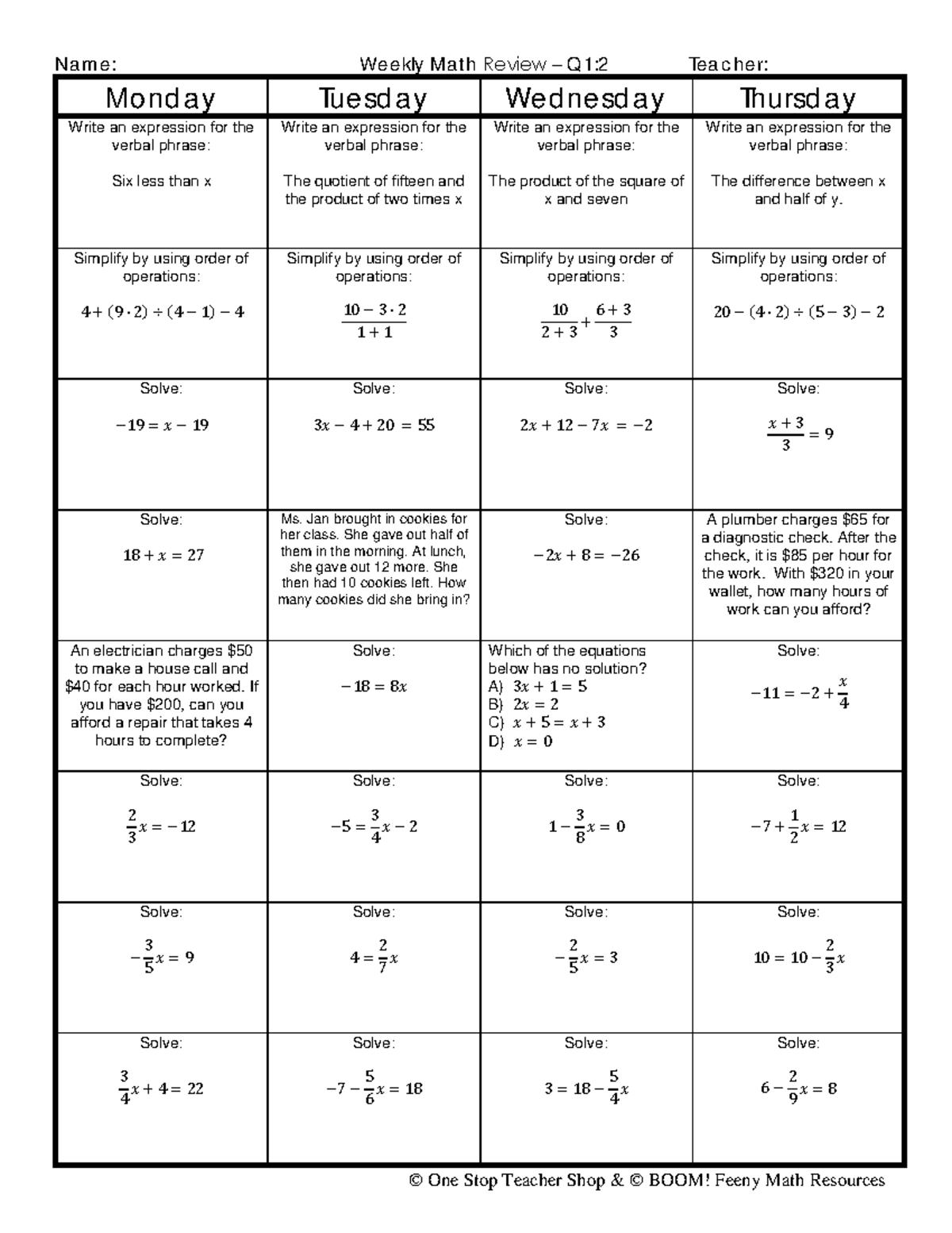 2 Math Review Q1 (1 and 2 Step with fractions) - If the pink gorilla ...