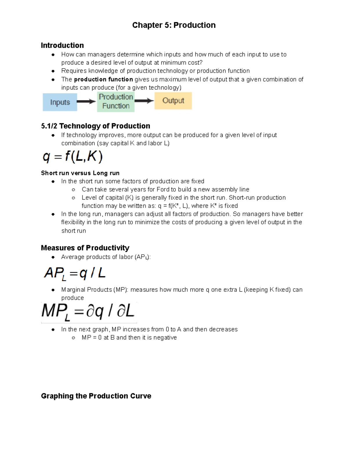Chapter 5 Production - COMM295 Lecture notes taken in Ratna's class ...