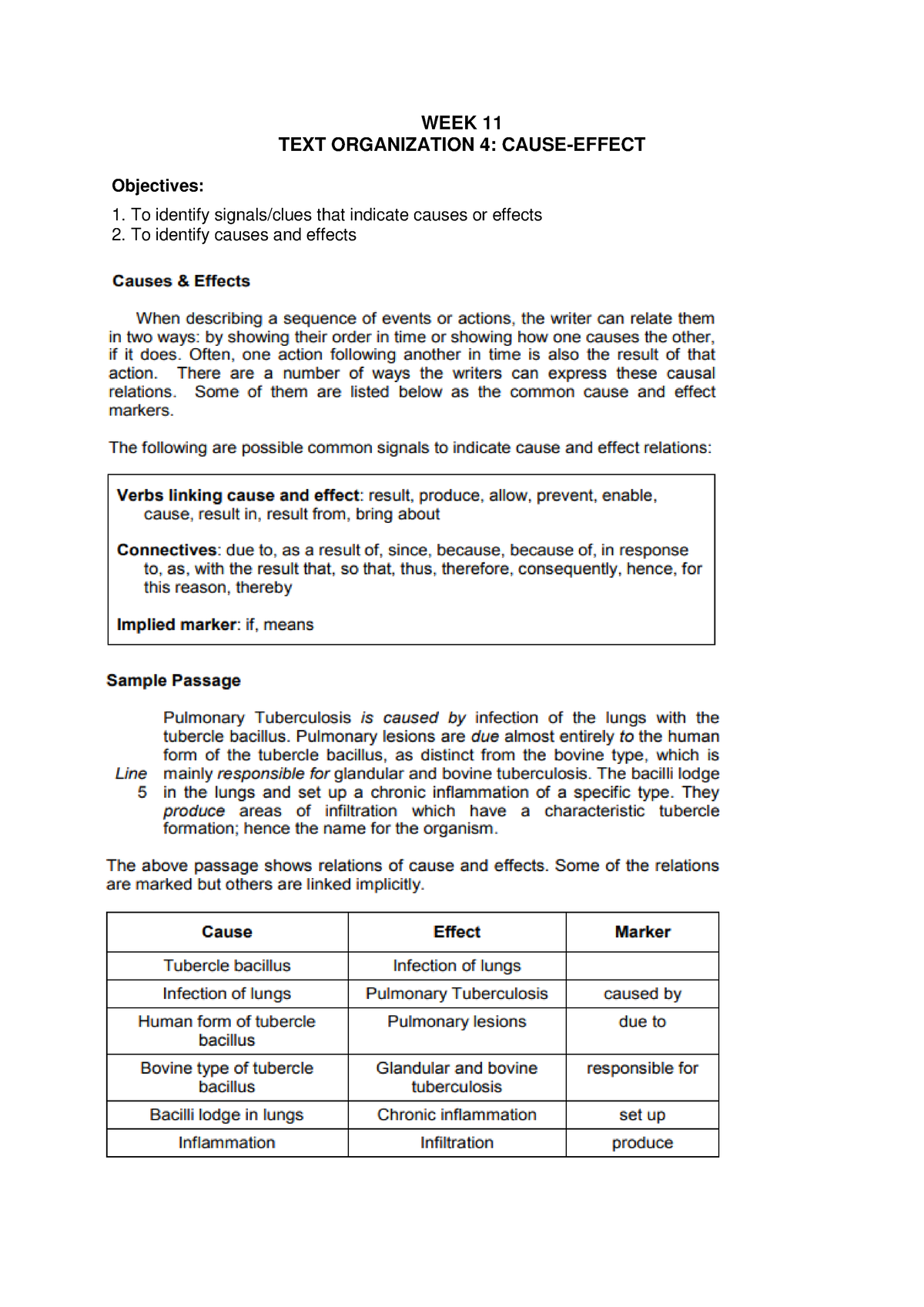 Cause And Effect Objectives Grade 5