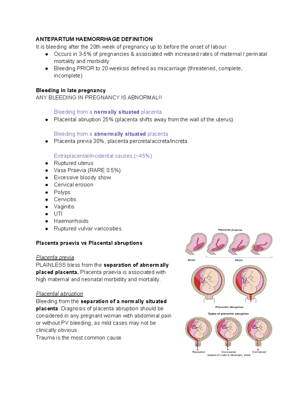 MIDW217 Week 2 Online Learning - Antepartum Haemorrhage - ANTEPARTUM ...