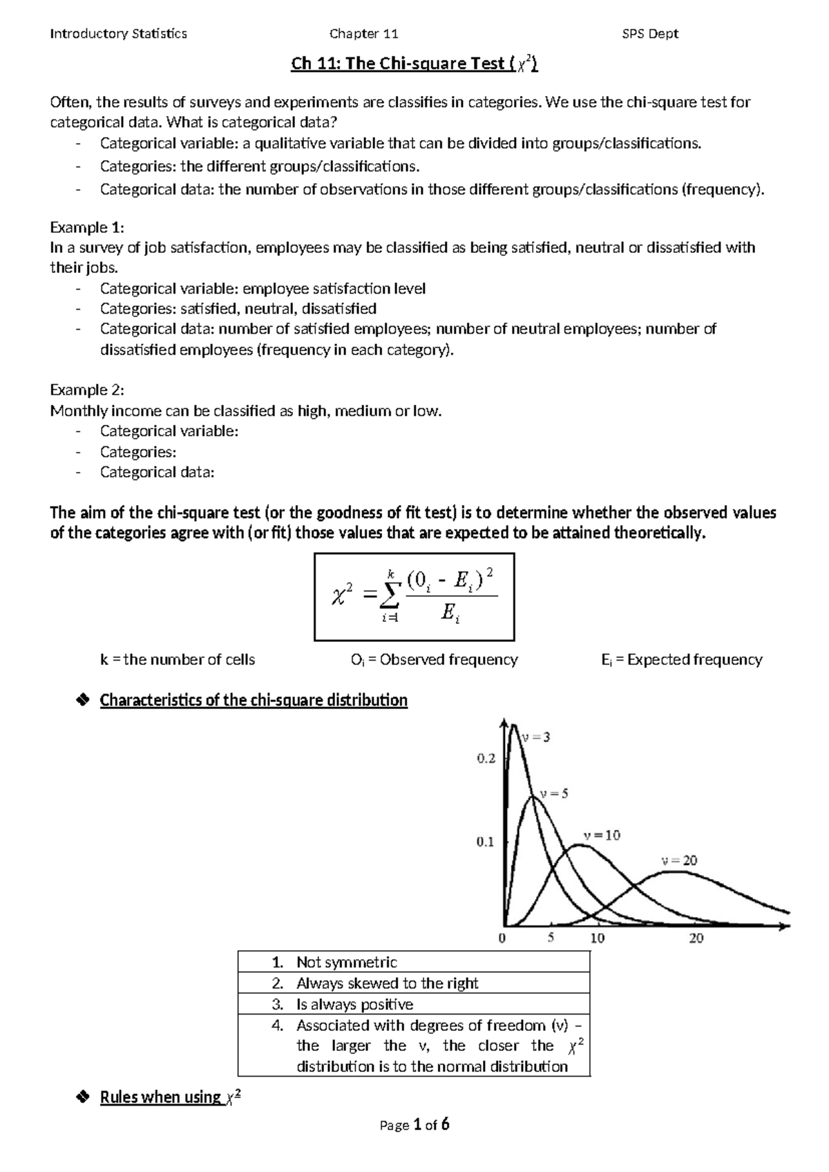 Ch 11 - exercises - Chapter exercise - Ch 11: The Chi-square Test ( χ 2 ...