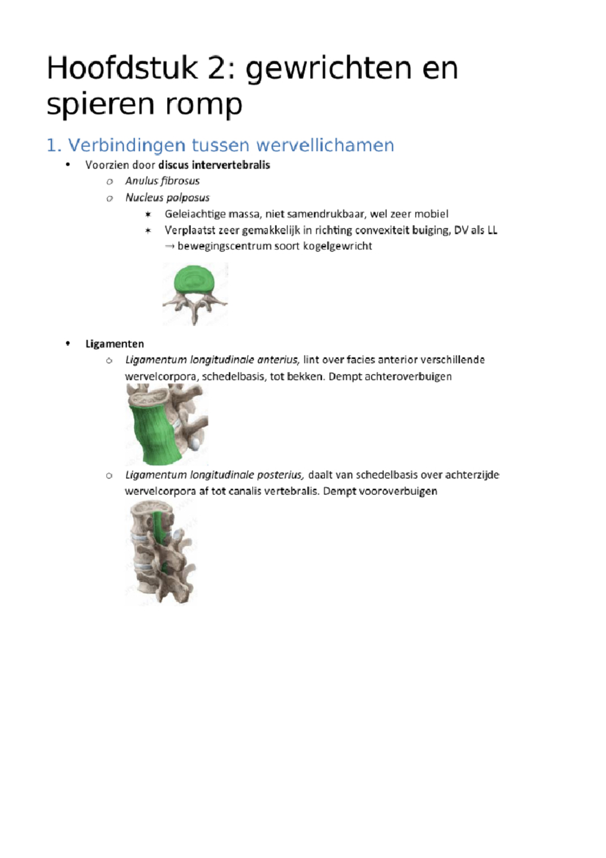 H2 Gewrichten En Spieren Thorax - Anatomie 1 - UAntwerpen - Studocu