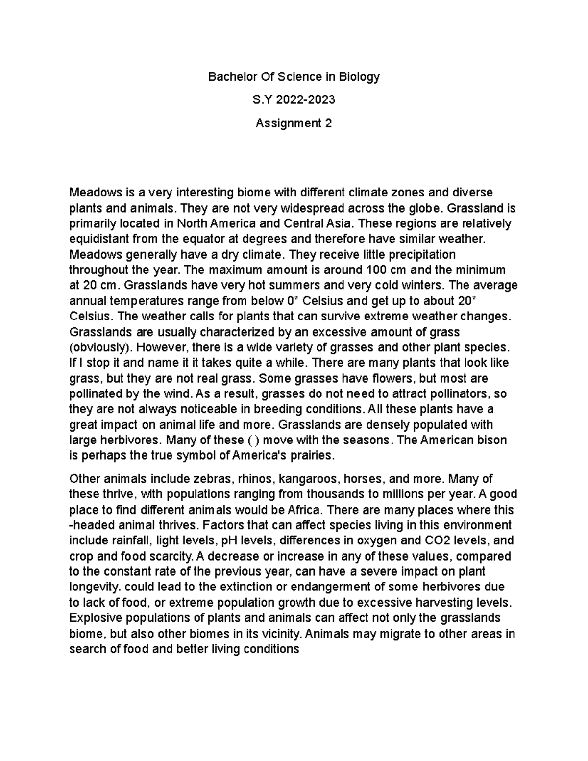 Bachelor Of Science in Biology Assignment 2 - Bachelor Of Science in ...