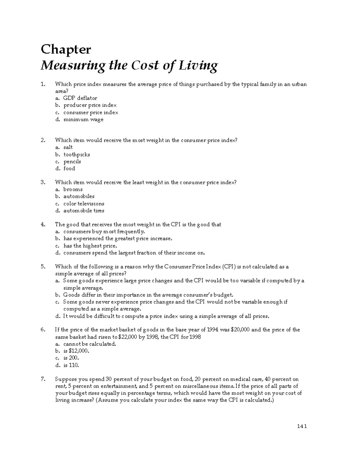 Mankiw-Test Chapter 11 - 141 Chapter Measuring the Cost of Living Which ...