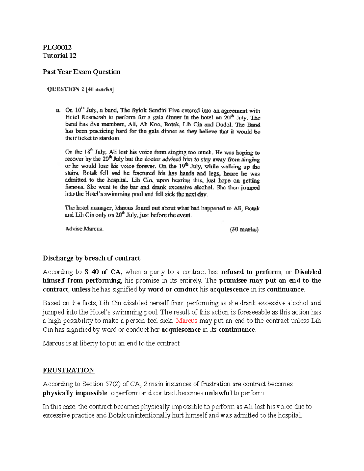 TUT 12 - past year exam Q - past year question that should be practiced ...
