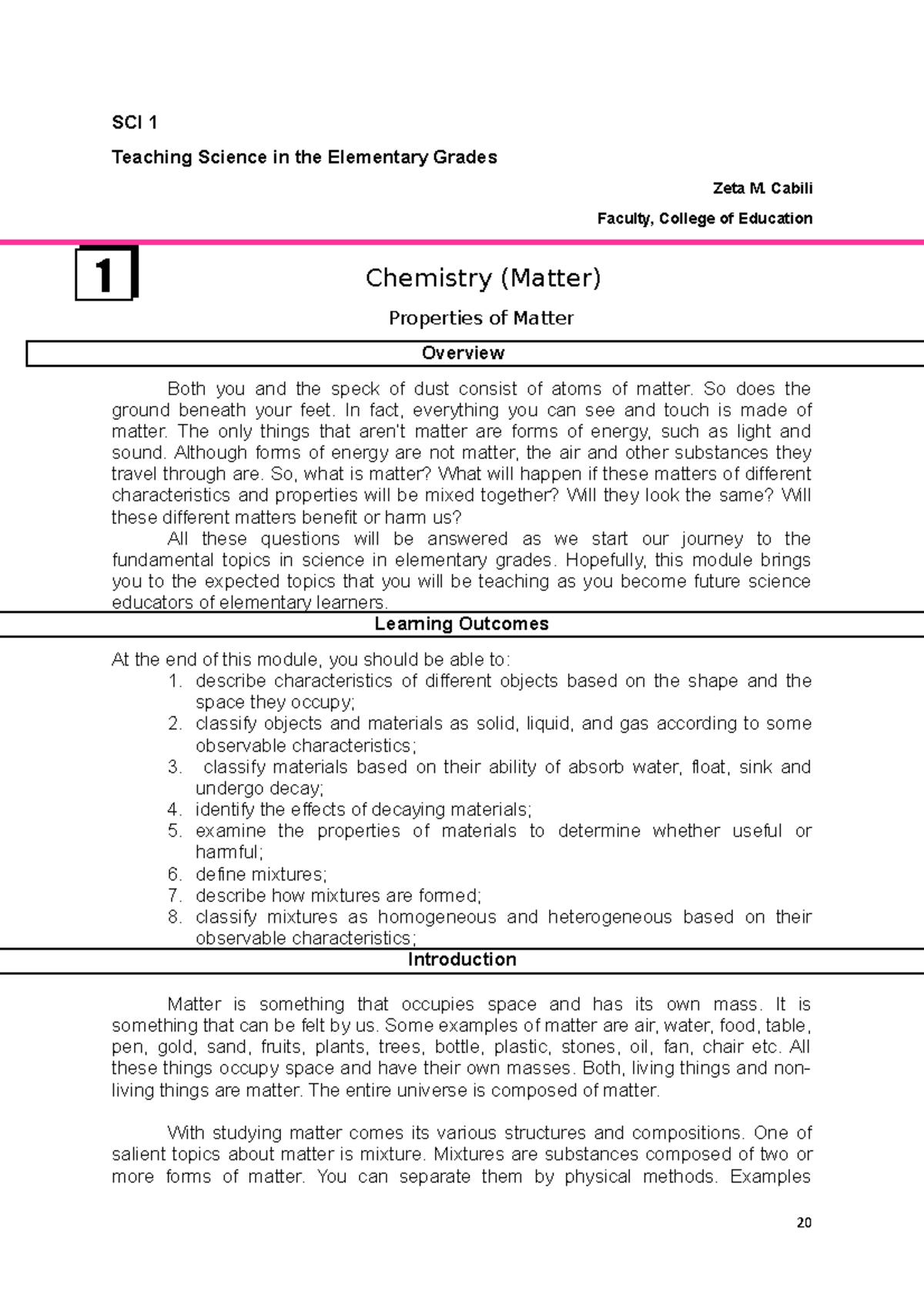 ScienceModule1 213 SCI 1 Teaching Science in the Elementary