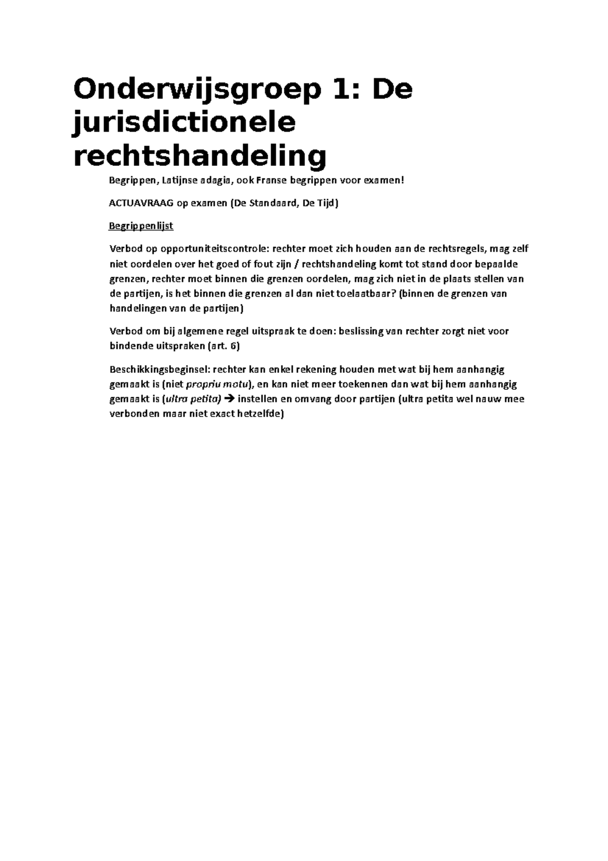 OG 1 - Jurisdictionele Rechtshandeling Gerechtelijk Recht Inhoud ...