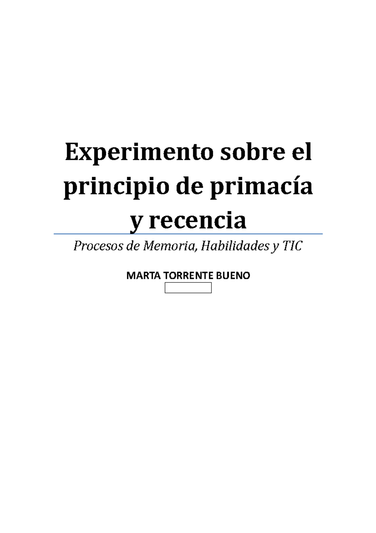 Experimento sobre el principio de primacía y recencia - Experimento ...