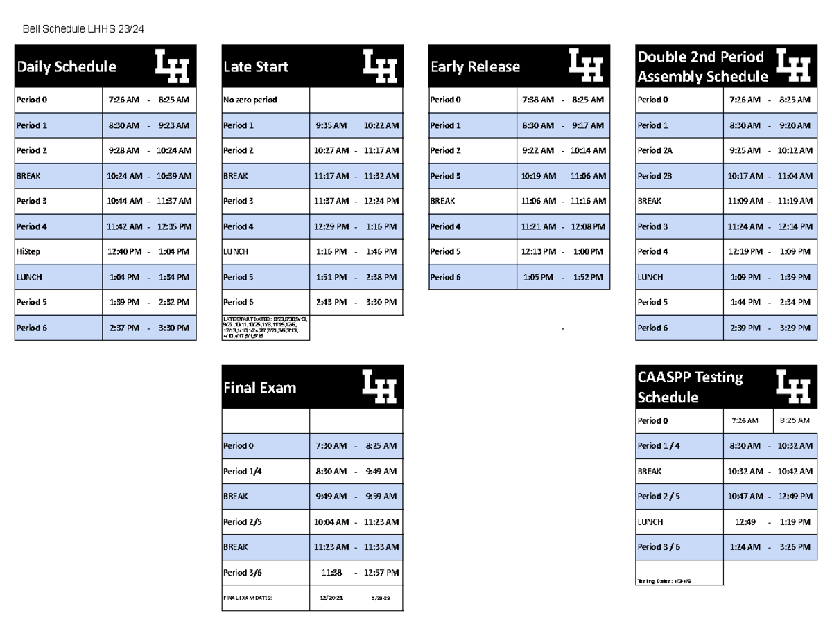 Lhhs Bell Schedule Pdf