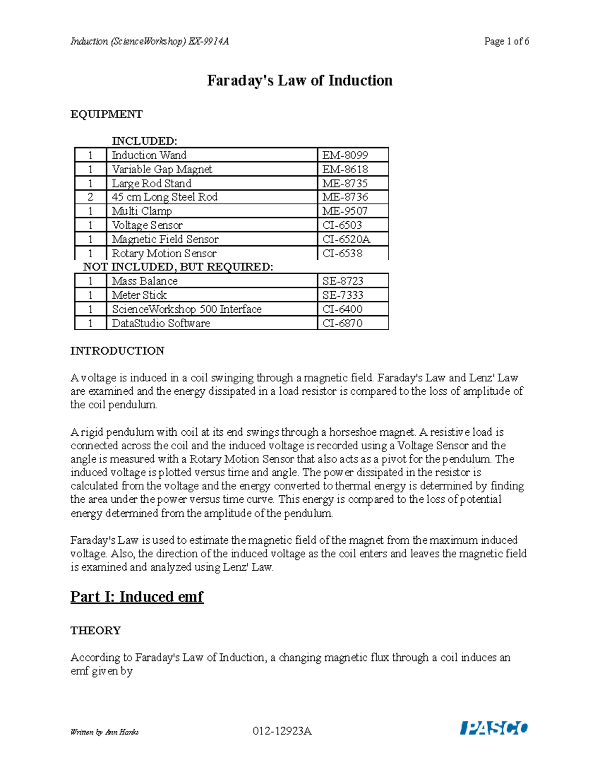Faraday Induction - It is a lab report - Faraday's Law of Induction ...