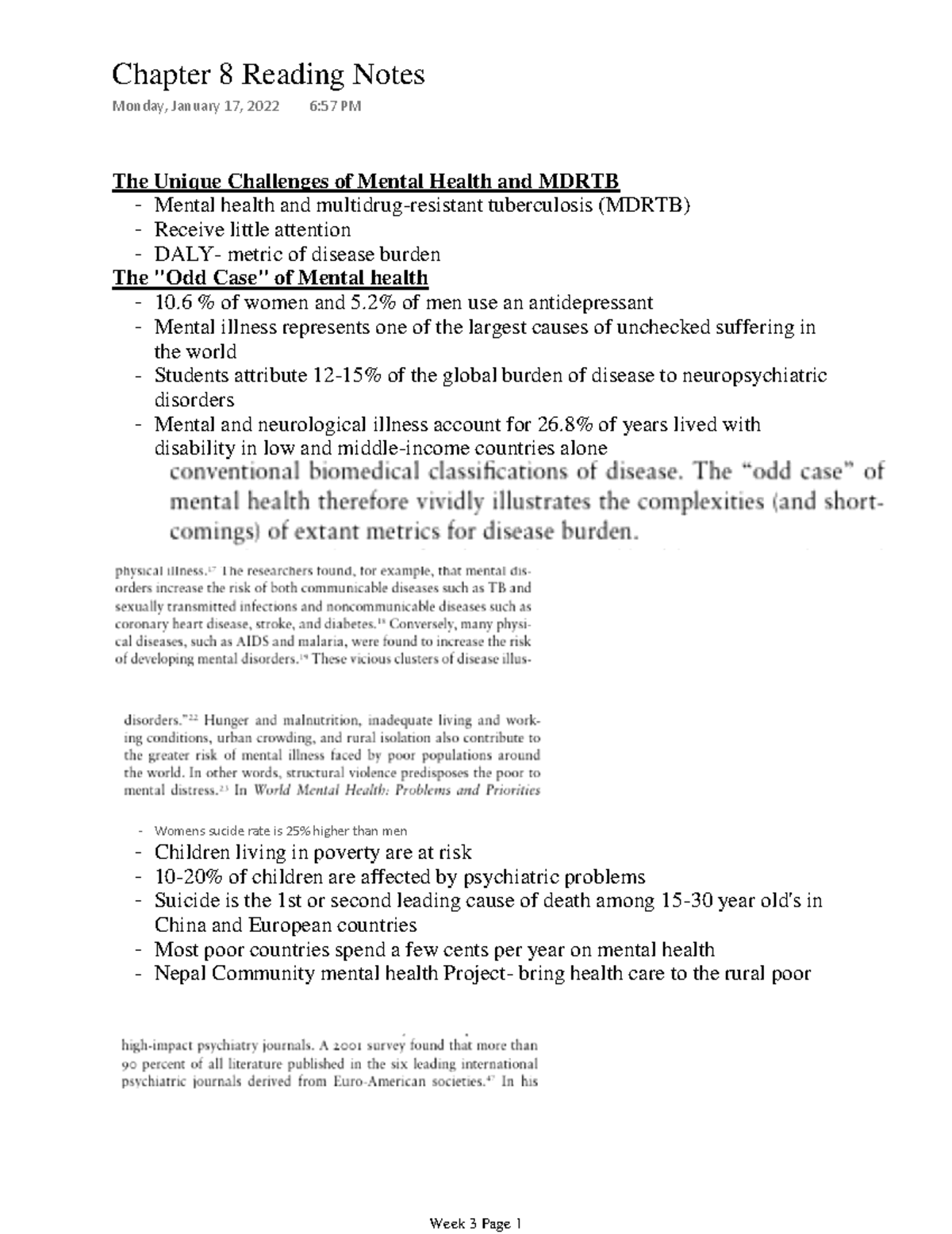 Chapter 8 Reading Notes - The Unique Challenges of Mental Health and ...