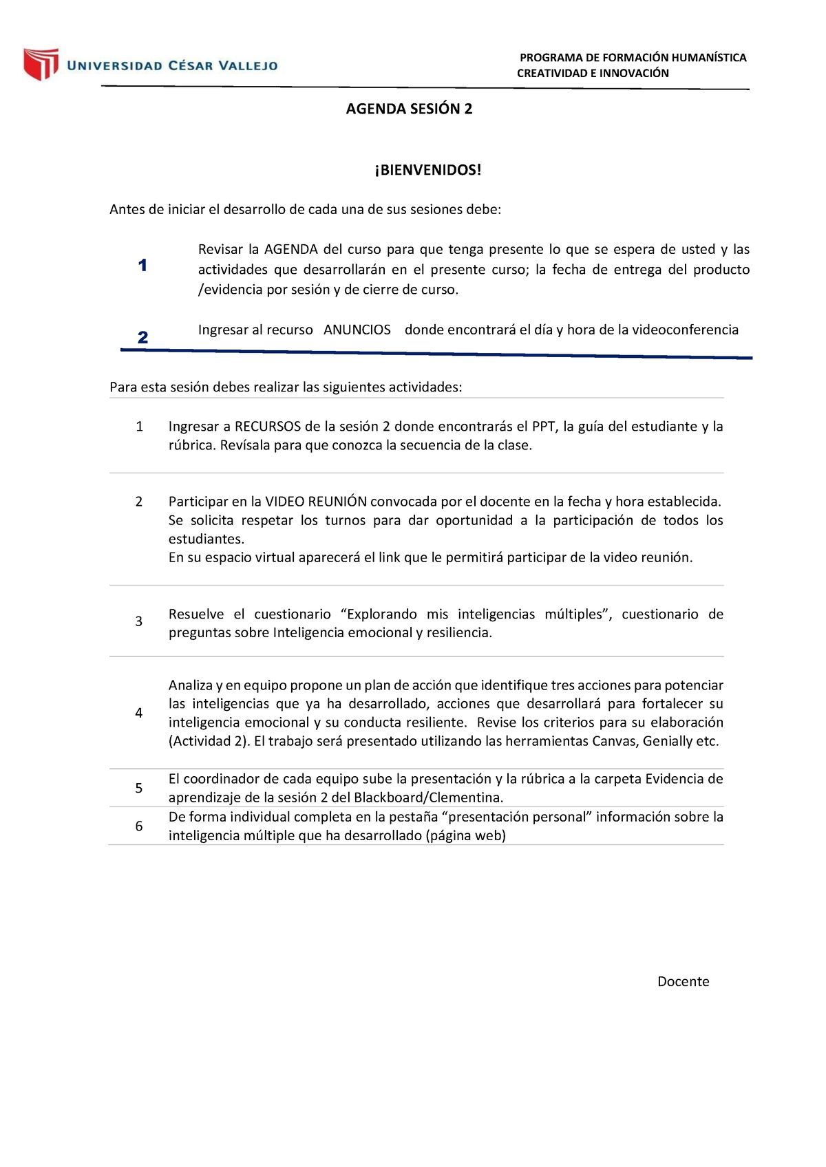 Agenda Evaluar Integralmente Programa De Formacin Human Stica