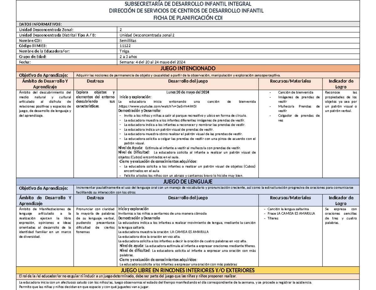 Planf. Semanal DEL 20 al 24 de Mayo 2024 - copia - SUBSECRETARÍA DE ...