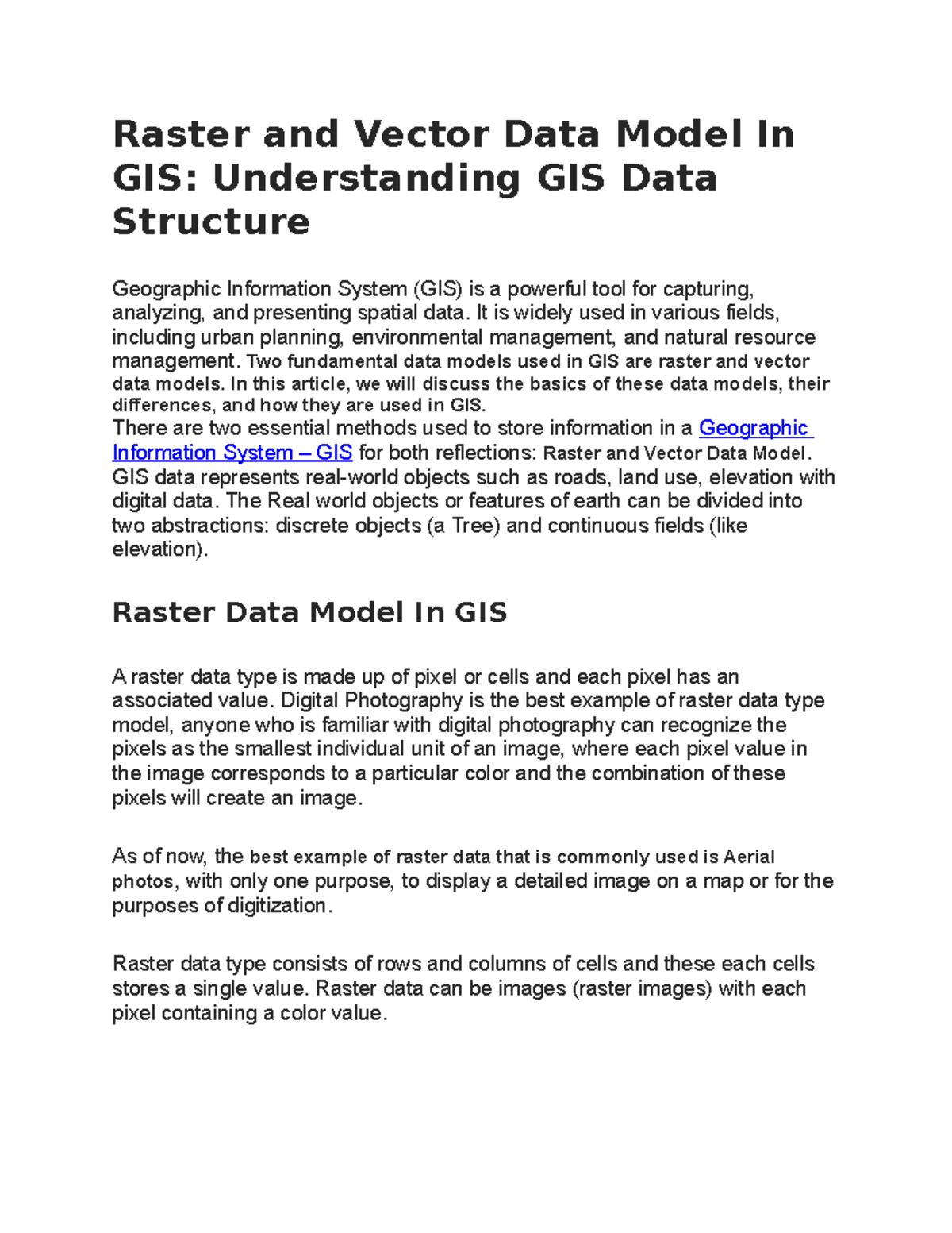 Raster and Vector Data Model In GIS - Raster and Vector Data Model In ...