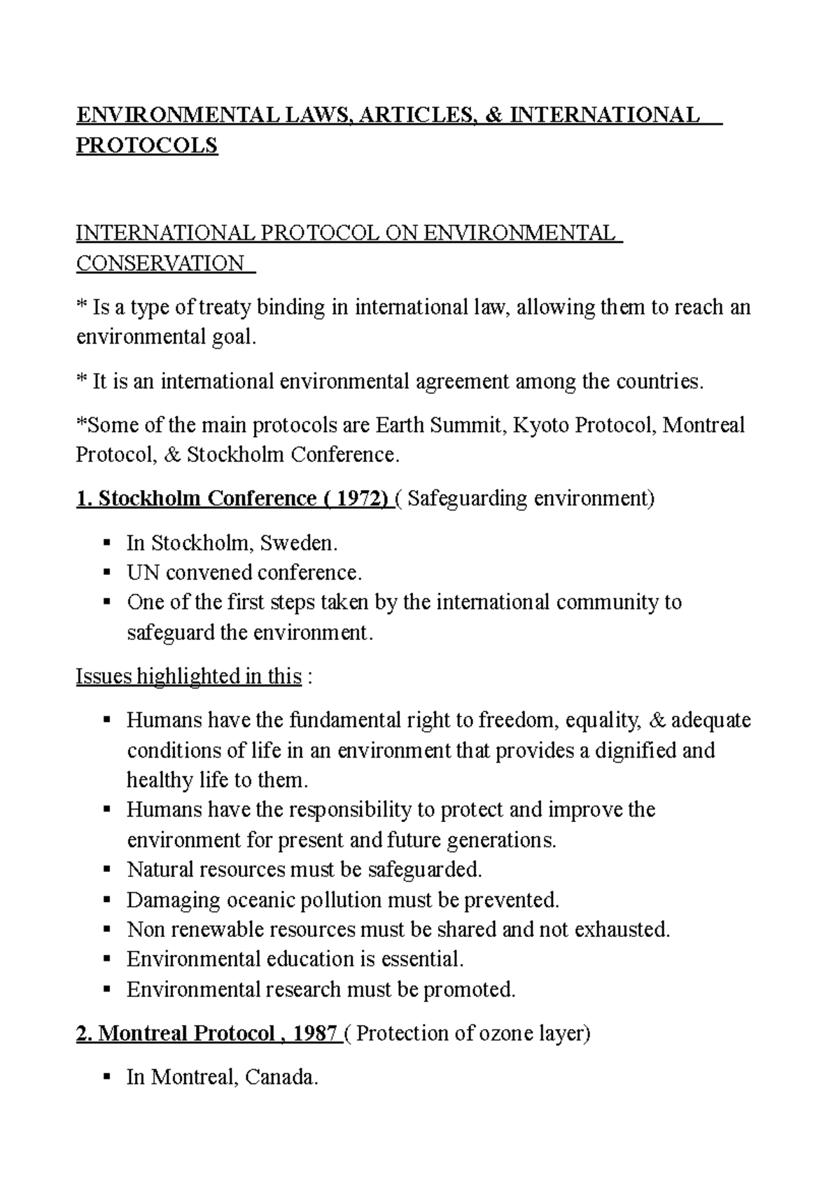 Environmental LAWS Laws ENVIRONMENTAL LAWS, ARTICLES