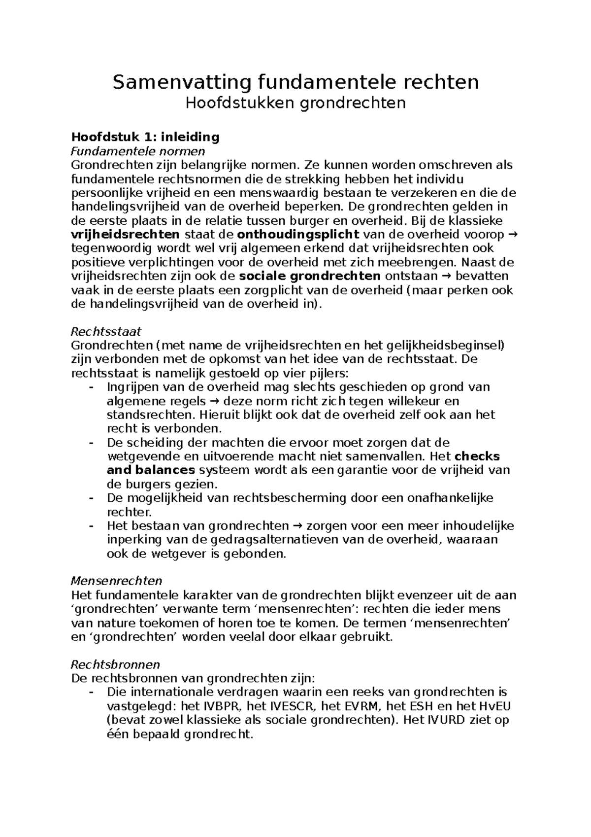 Samenvatting Fundamentele Rechten - Samenvatting Fundamentele Rechten ...