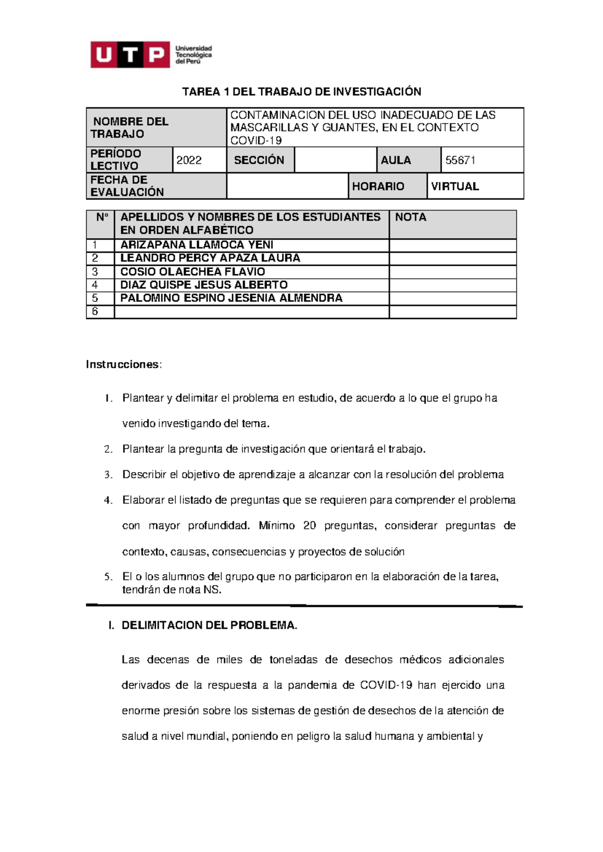 Trabajo DE Investigación - TAREA 1 DEL TRABAJO DE INVESTIGACIÓN NOMBRE ...