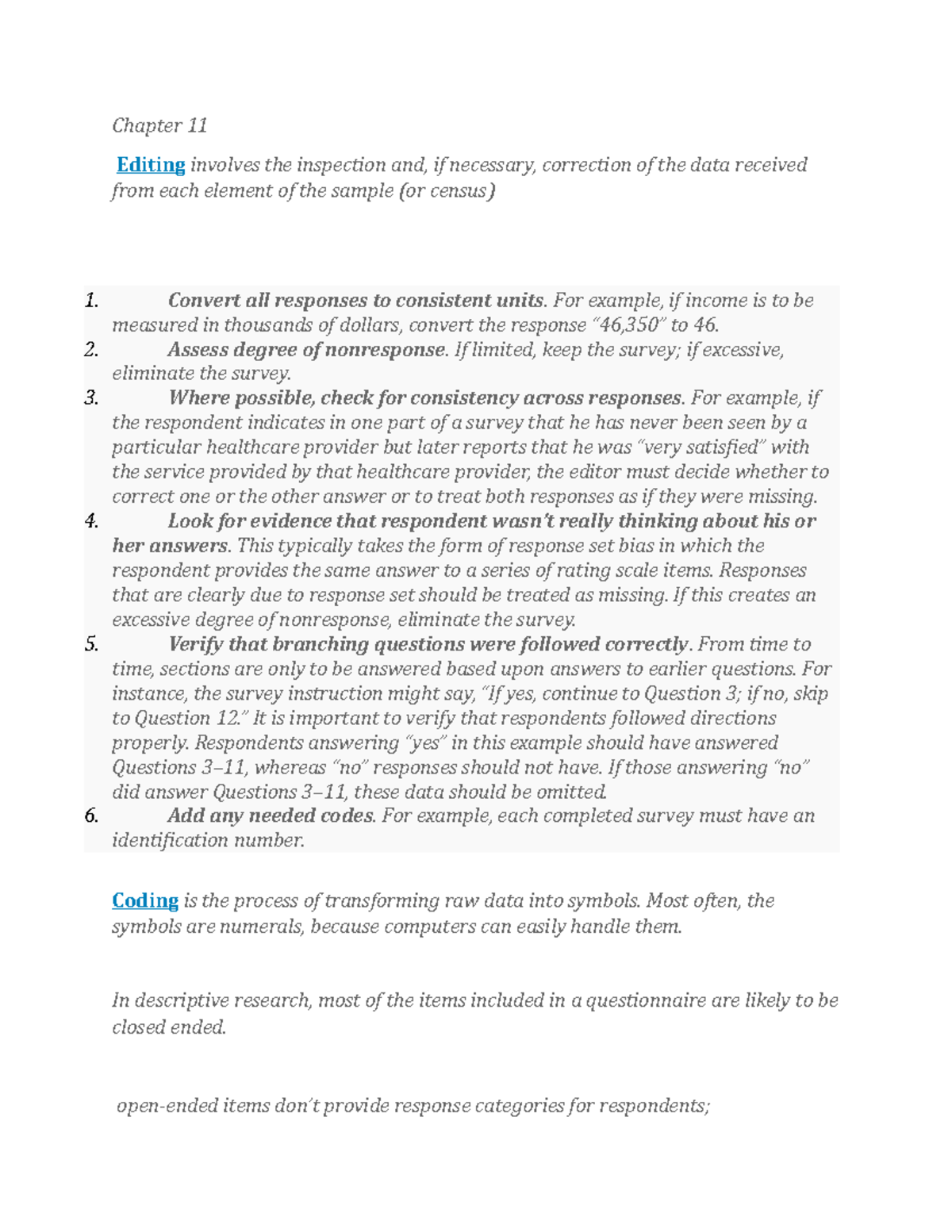 Chapter 11 - for exam - Chapter 11 Editing involves the inspection and ...