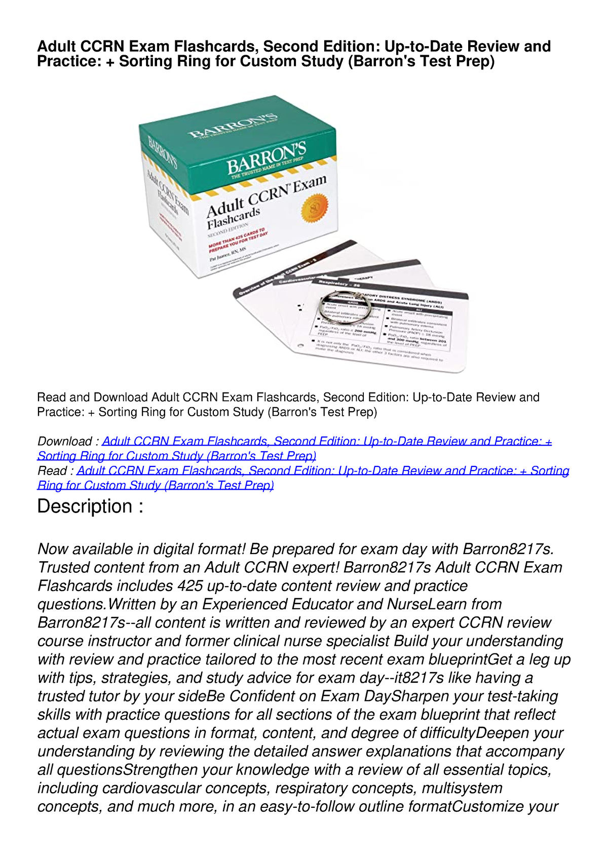 PDF Adult CCRN Exam Flashcards, Second Edition: Up-to-Date Review And ...