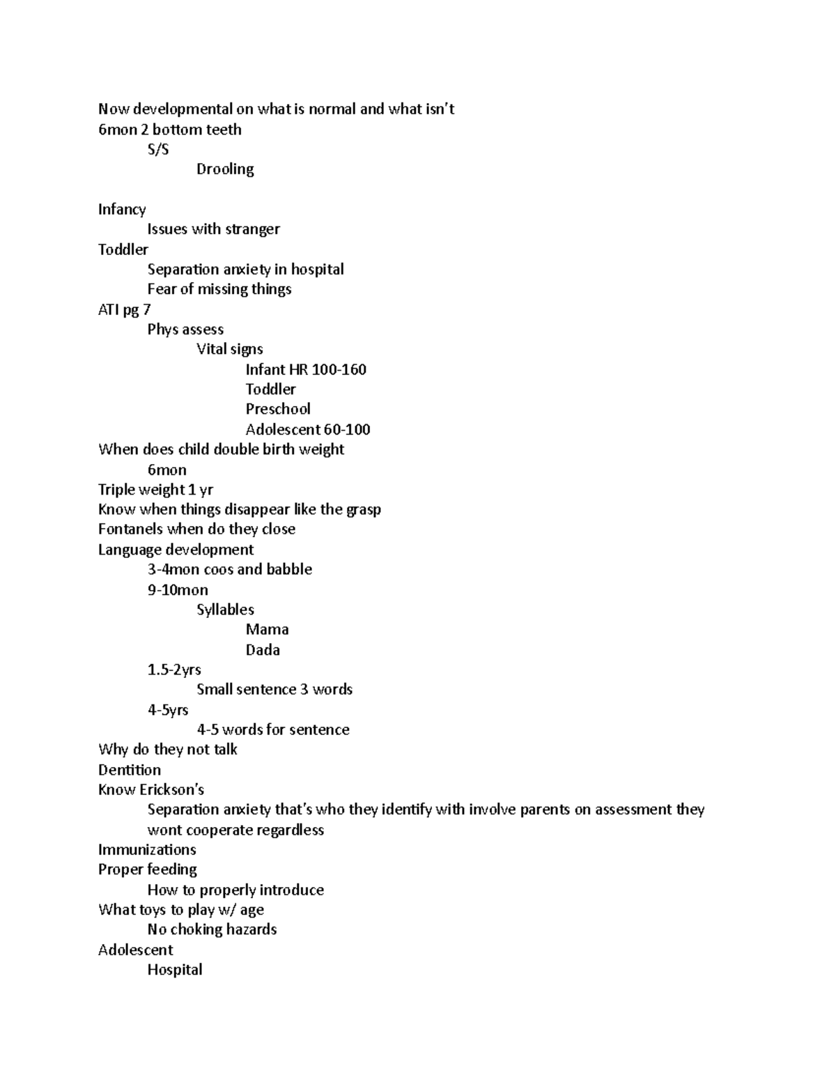 Peds quiz 1 - Quiz 1 answers - Now developmental on what is normal and ...