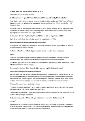 Exam 15 June 2016, questions and answers - European Union Law Past ...