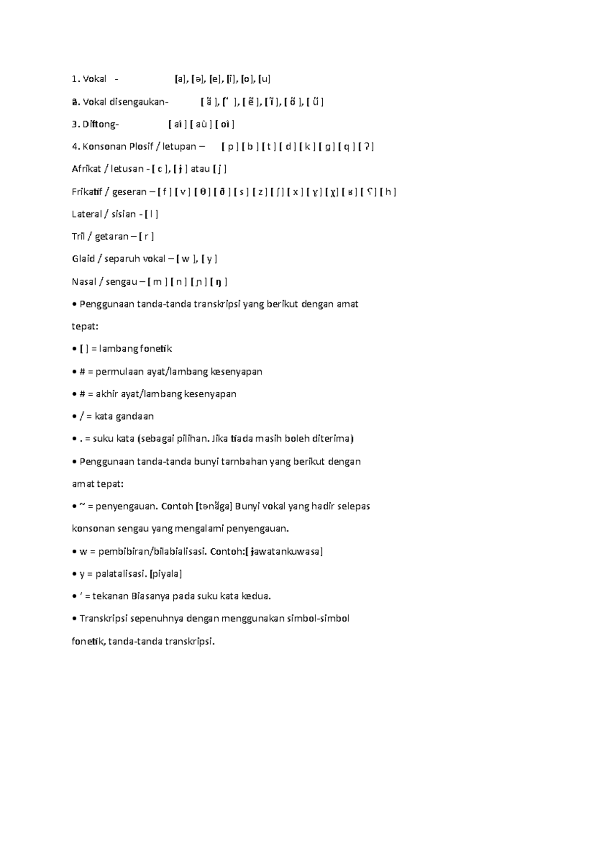 Simbol 2 Transkripsi EXAM - Vokal - [a], [ ], [e], [i], [o], [u]ə Vokal ...
