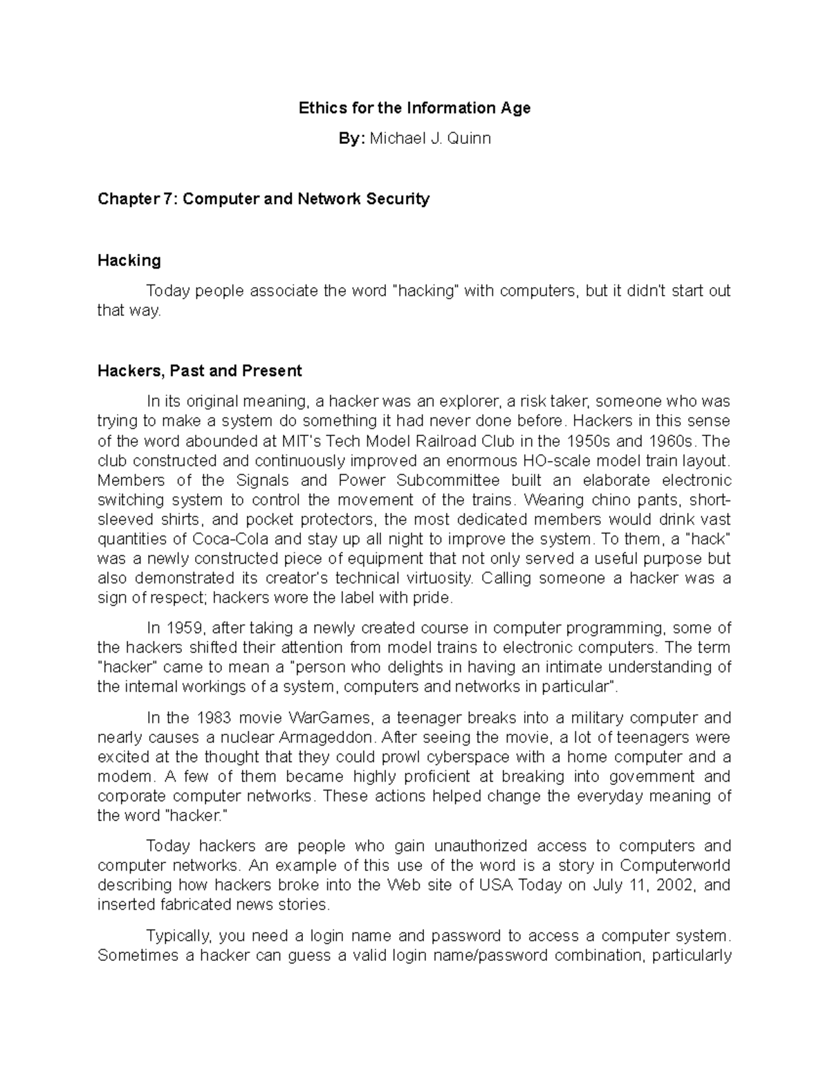 Computer and Network Security Hacking Chapter 7 - Social and ...