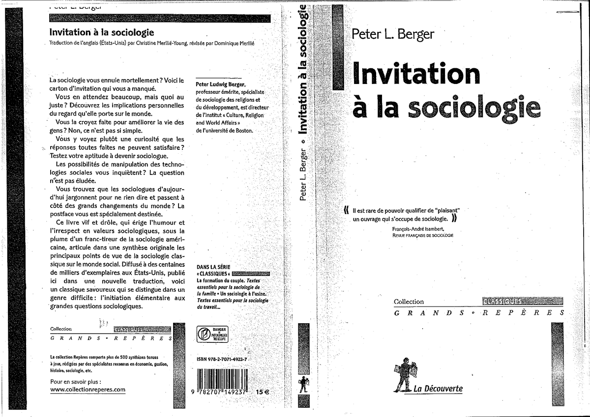 Berger Et Al 2006 2- Une Forme De Conscience - Sciences Sociales Et ...