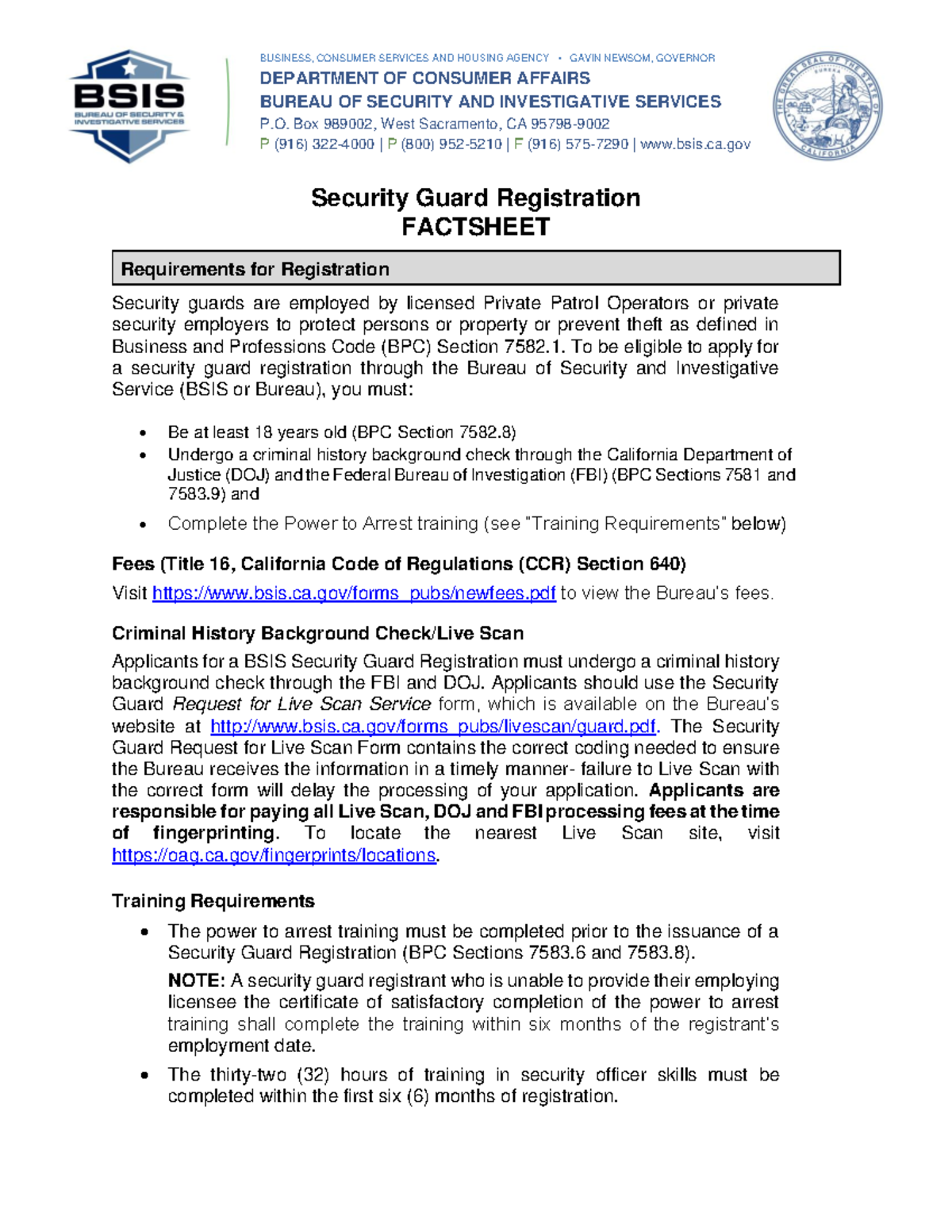 Guard fact - Notes - BUSINESS, CONSUMER SERVICES AND HOUSING AGENCY ...