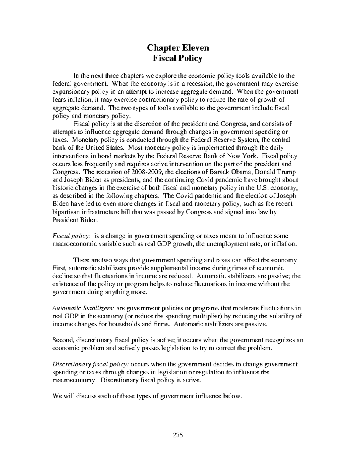 Kenny Textbook Chapter 11 - Chapter Eleven Fiscal Policy In the next ...