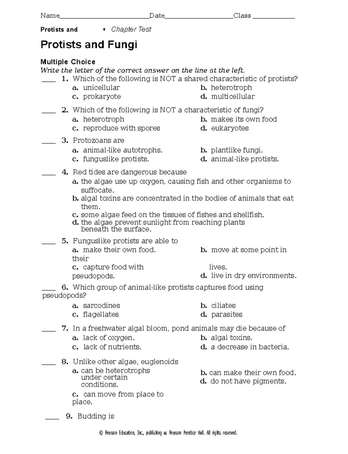 419255956-protist-worksheet - Protists And Chapter Test Protists And ...