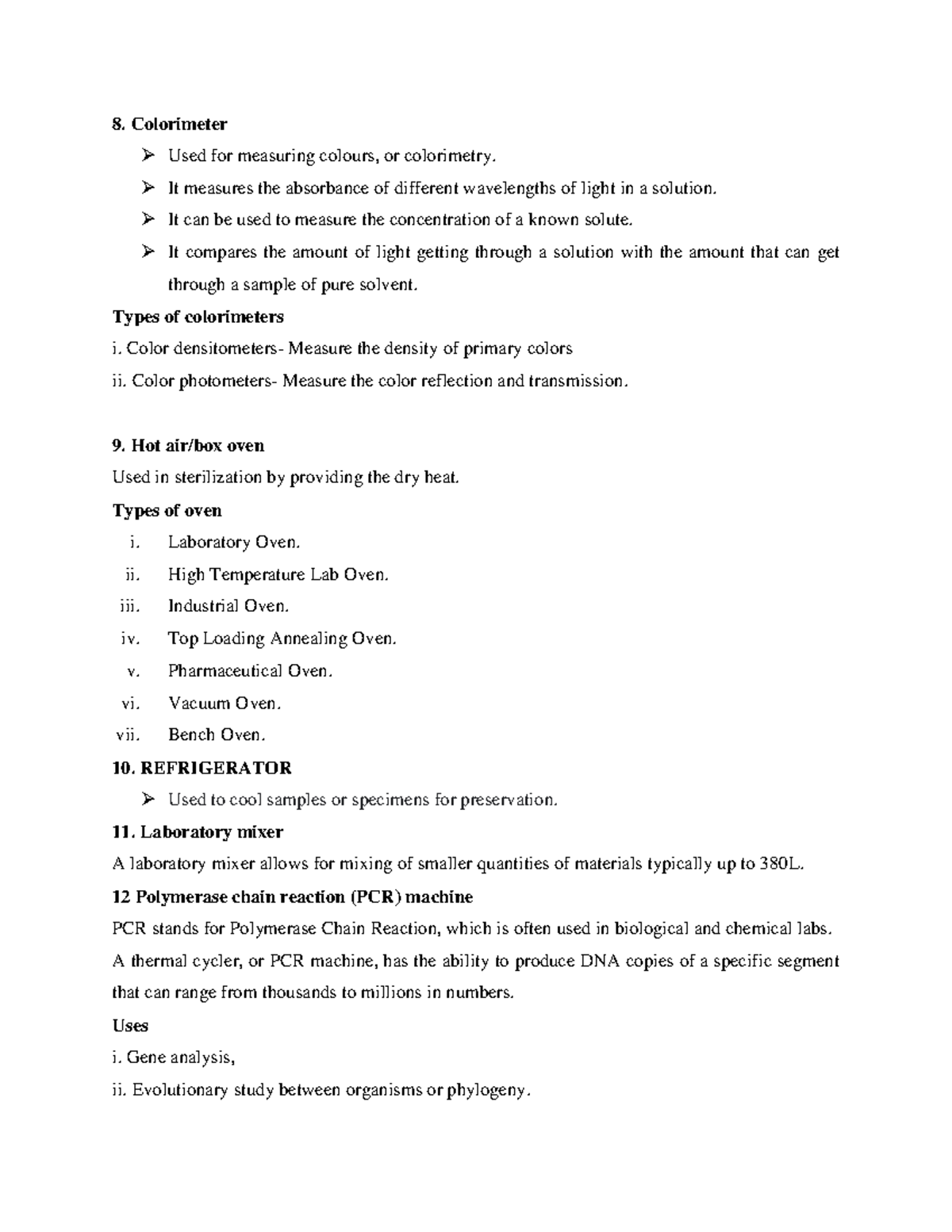 SBT 2101 Wk 7Notes Notes 8. Colorimeter Used for measuring