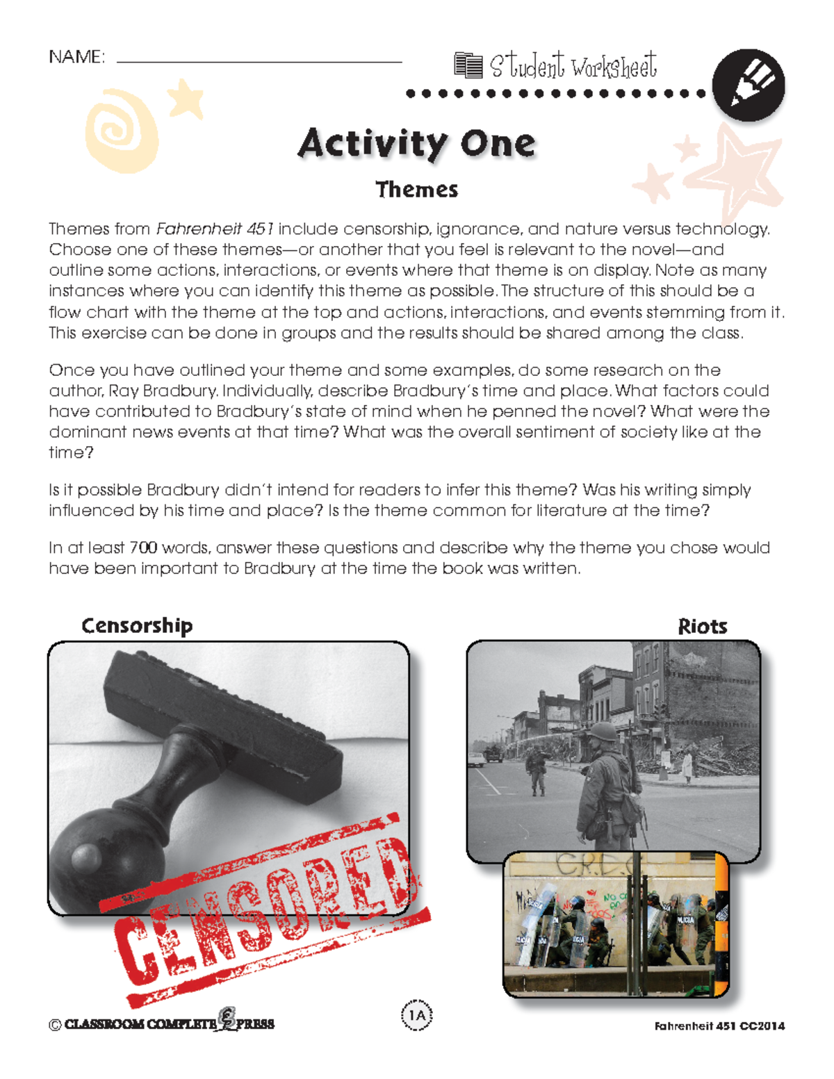 Fahrenheit 451Literature Kit Gr 912 Bonusworksheets1