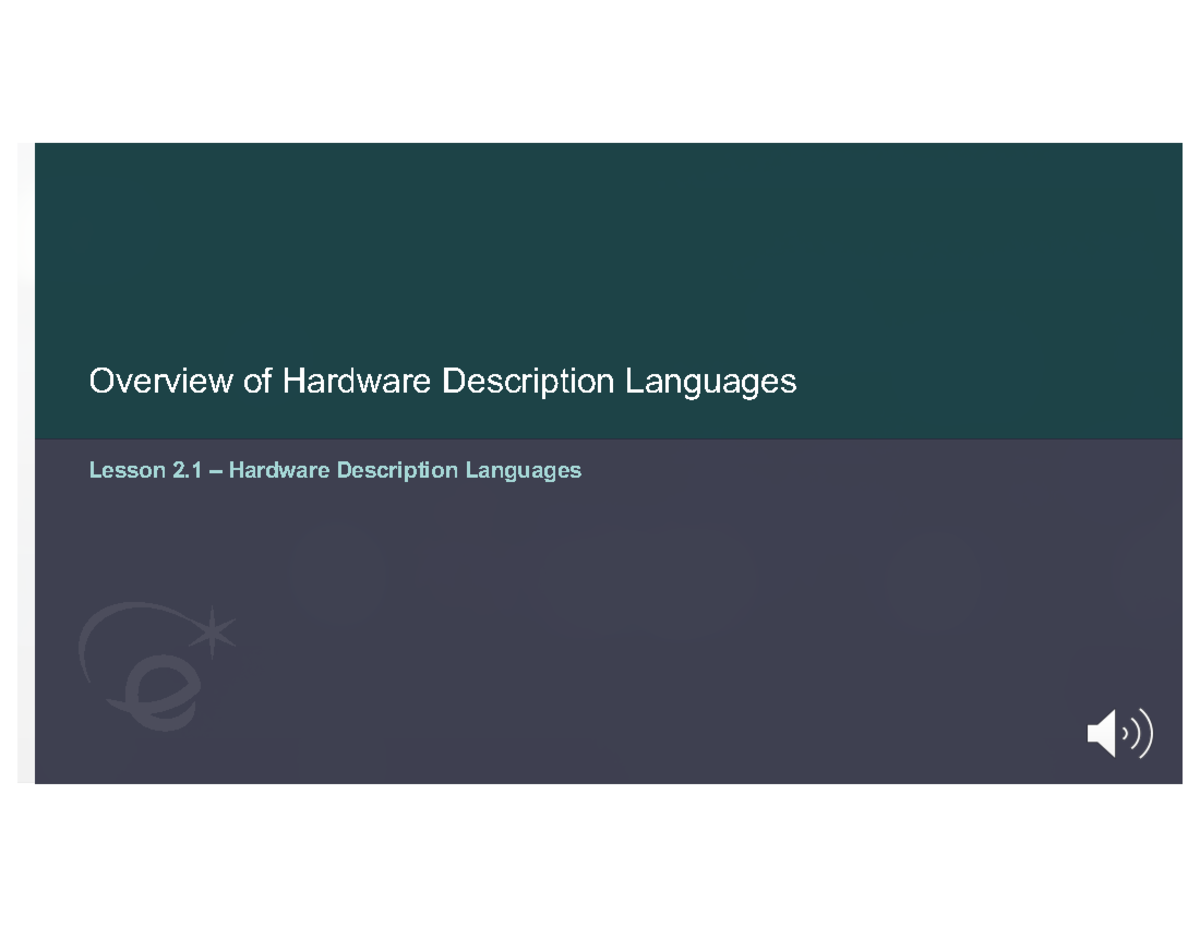 Chapter 2 - Lecture Notes 4-6 - Lesson 2 – Hardware Description ...